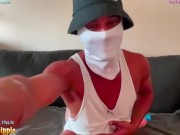 Athletic Twink in Mask Teasing in his Underwear