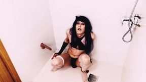 Purple Hair Cosplayer Puts Different Dildos in Her Ass