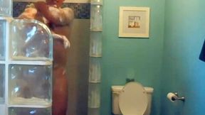 military Step dad cums and takes a shower