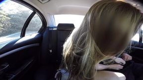 Daytime Backseat Surprise: Titfuck and Creampie