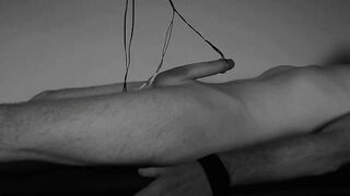 tied and milked to handsfree orgasm. e-stim jizzed edging