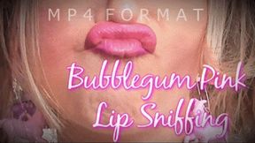 Bubblegum Pink Lipstick Lip Sniffing (HD) MP4