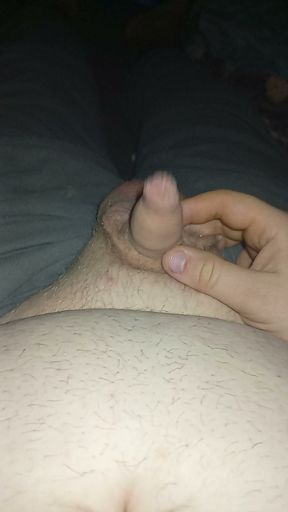 Fat gay jerking uncut cock but no cum