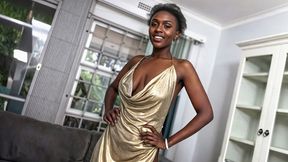 Ebony babe gets fucked during intense casting session POV