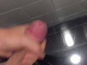 Public cum on toilett floor