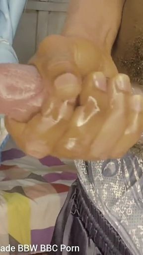 Stroking My Big Black Oilied Cock