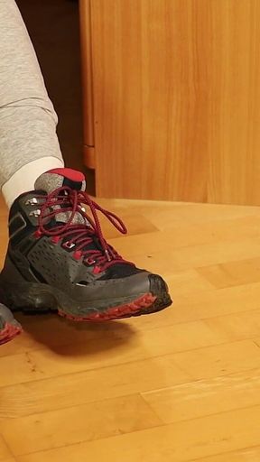 Dirty White Socks & Hiking Shoes - Slow Sneaker Removal, Sock Tease & Foot Play