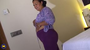 Chubby Mature Woman Plays with Her Curvy Body