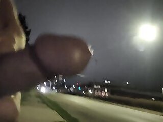 Public riding dildo, jerking and cumming at work