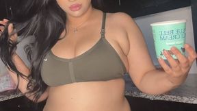 BBW FAT SLUT CHUGS ICE CREAM AND PLAYS WITH HERSELF