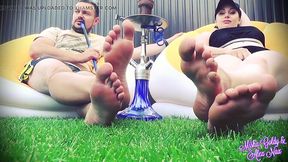 Alpha couple plays Red Light, Green Light with dirty foot play and orgasm