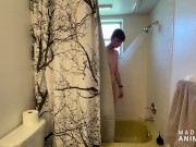 Blonde twink in shower