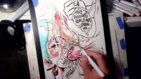 Drawing `The Nut Cruncher` Massive Ball Biting Cum Explosion All Over Her Face, Music by: CeehDeeh