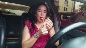 Kendra Smoking a Large Cigar, while Cranking and Revving (Custom Clip)