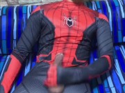 Jush Lee Jerking Off in His Spiderman Custome- Throwback Jerk Off Series