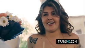 Beautiful tgirl Daisy Taylor after the breakup with her boyfriend have rough sex with her bestie