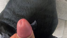 cum on my black fur downjacket blowjob & jacket fetish