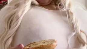 CupKCindy wearing a white top teeth worship see her nipples and tight top sexy nipples huge tits