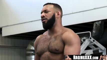 Interracial gym sex with bearded hunks in a hot anal scene