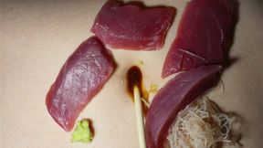 Belly Button Soy Sauce Dish - Sashimi on My Bare Stomach