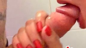 Blowjob on public bathroom