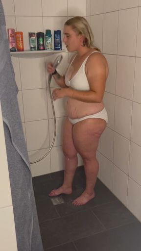 Masturbation shower head bikini trembling twitch moaning multiple orgasms pussy wet wet horny I cum and Clyde watches   Clip 1