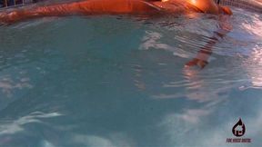thick ebony sunbathing in backyard