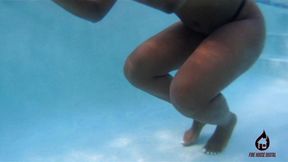 thick ebony sunbathing in backyard