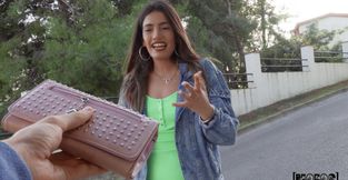 POV outdoors video of sexy Latina Penelope Cross rewarding a stranger