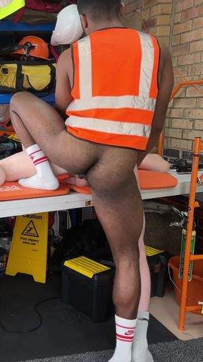 thick strung up BIG BLACK COCK packs Ginger Tradesman's bootie with spunk, construction and internal ejaculation!