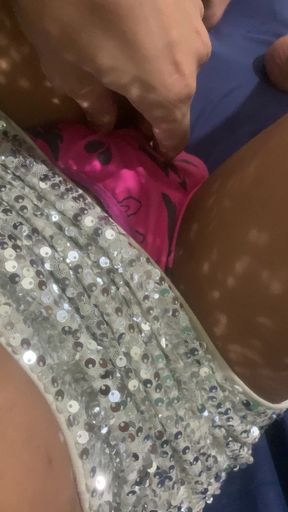 Young transgender girl stroking her panties until his cock is hard