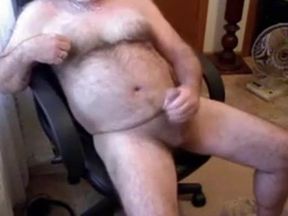 Hairy Bear Daddy Strokes His Cock Solo