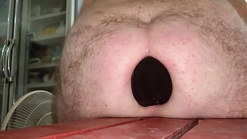 Huge Black Dildo Inserted in my Ass Balls inside as well