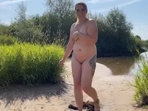 Skinny Dipping Blonde MILF Gets Caught Sucking Cock and Fucking