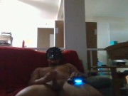 Masked tattoo thug strokes cock and fucks his ass with cucumber part 2 (Cucumber Challenge)