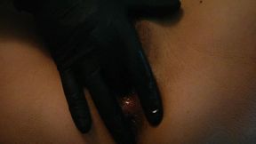 Milf gets orgasm by gloved husband