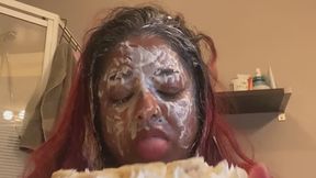 Masala enjoys a banana cream pie (her way)!