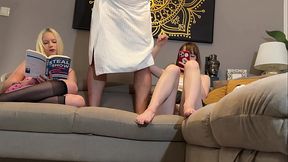 One Petite and Beautiful Blonde and her BFF from College wants to give a Big Cock Balls Massage and play with a Dick