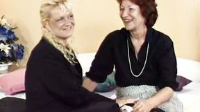 ”Lesbian Old Woman Fucks Titty Blonde MILF With Strapon”