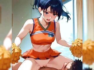 Marvelous cheerleader with petite bazookas and a flawless body is drilled by her tutor after a game