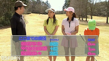 Jav game show in the golf field of Tokyo with 3 sexies japaneses girls