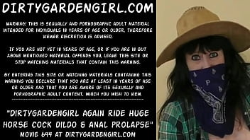 Dirtygardengirl again ride huge cock dildo &amp_ anal prolapse