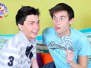 Skyelr Bleu And Colby London Sharing Pops And Cocks