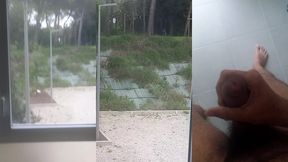in front of the window