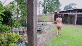Horny Pregnant Colombian Agrees to Fuck in Outdoor Pool, We Almost Get Discovered