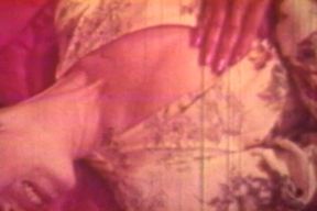 Vintage Red-tinted Lesbian Classic with Retro Bedroom Lovers