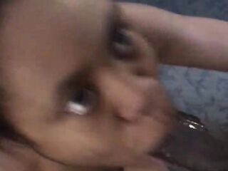 Large throat black gal wraps lips around BBC