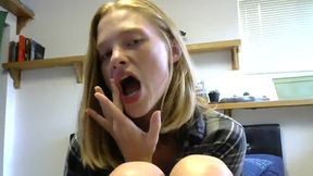 Beautiful Model with Natural Tits Finger Fucks and Licks