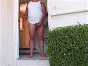 Side Door Jerkoff and Cum