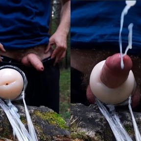 An athlete guy while jogging finds someone&#039;s fleshlight in the forest and fucks him